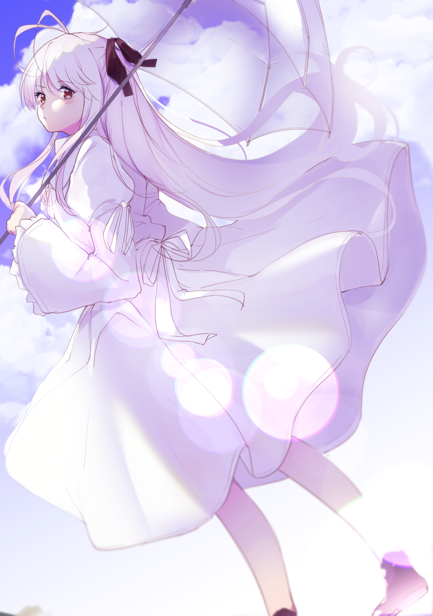 artist:suwakana character:kasugano_sora copyright:yosuga_no_sora meta:highres meta:tagme 1girl blush grey_hair